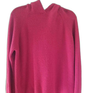 DIP Cozy Stretchy Red Hooded Sweater Womens Sz L